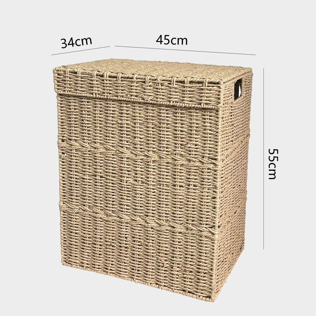 High-quality laundry basket with lid and natural weave Stornfield