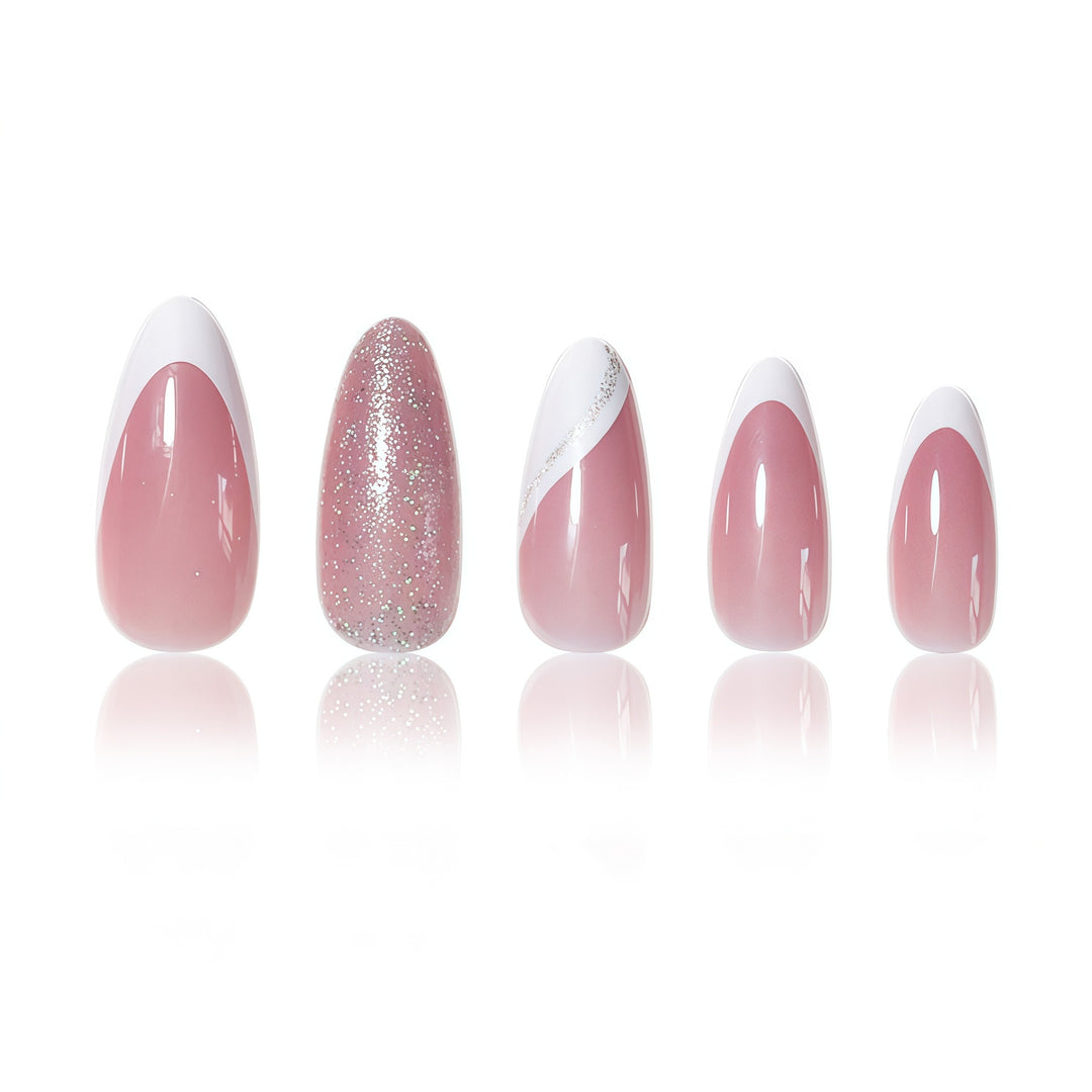 Elegant Glitter French Tip Nail Art Extensions Stornfield