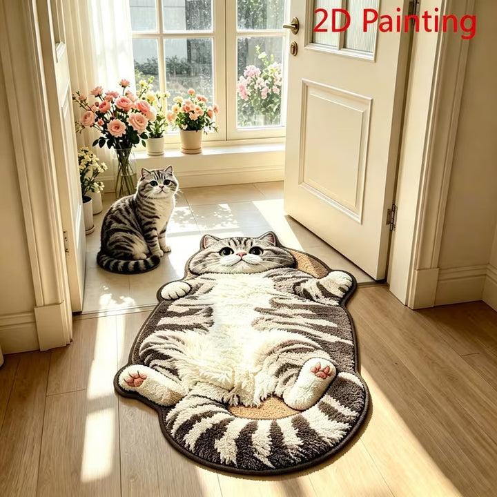 Plush Cat-Shaped Floor Mat