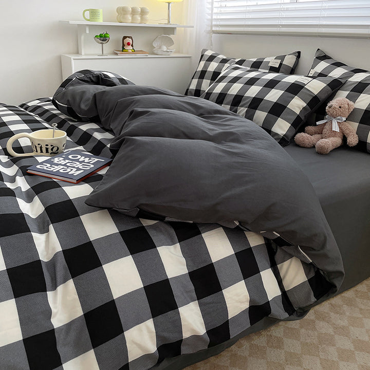 Checked Pattern Duvet Cover Set