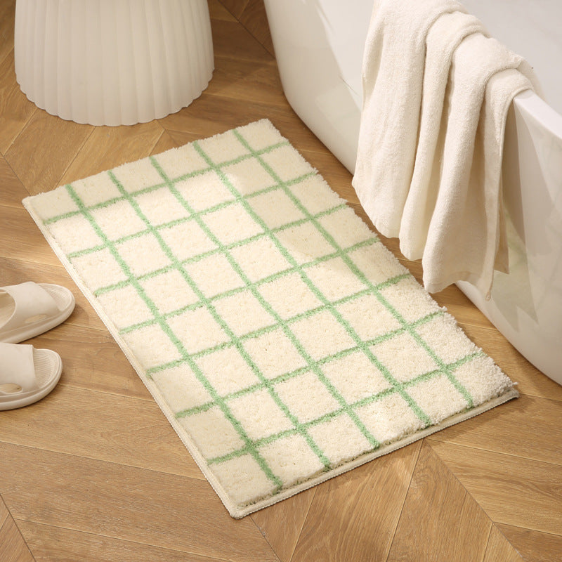 Soft Plush Grid Pattern Bath Mat