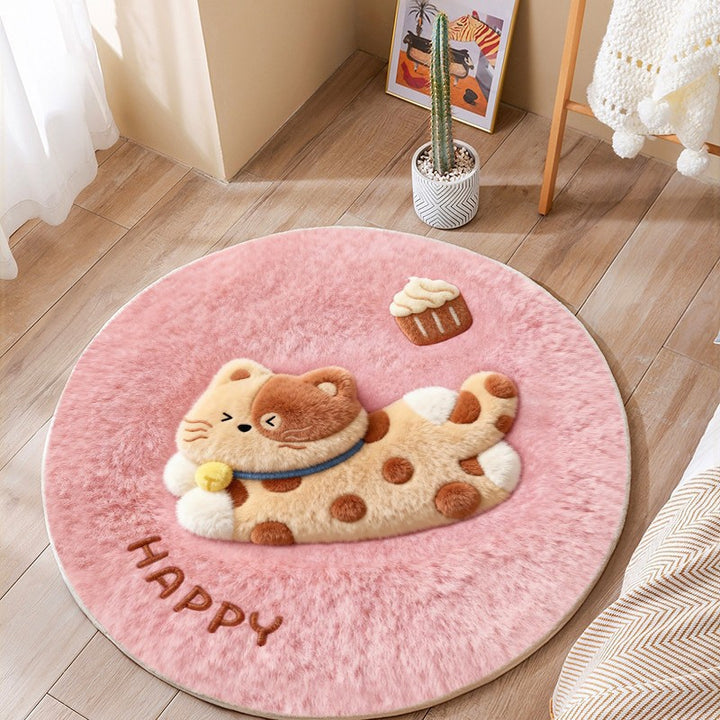 Cat-Themed Round Area Rug