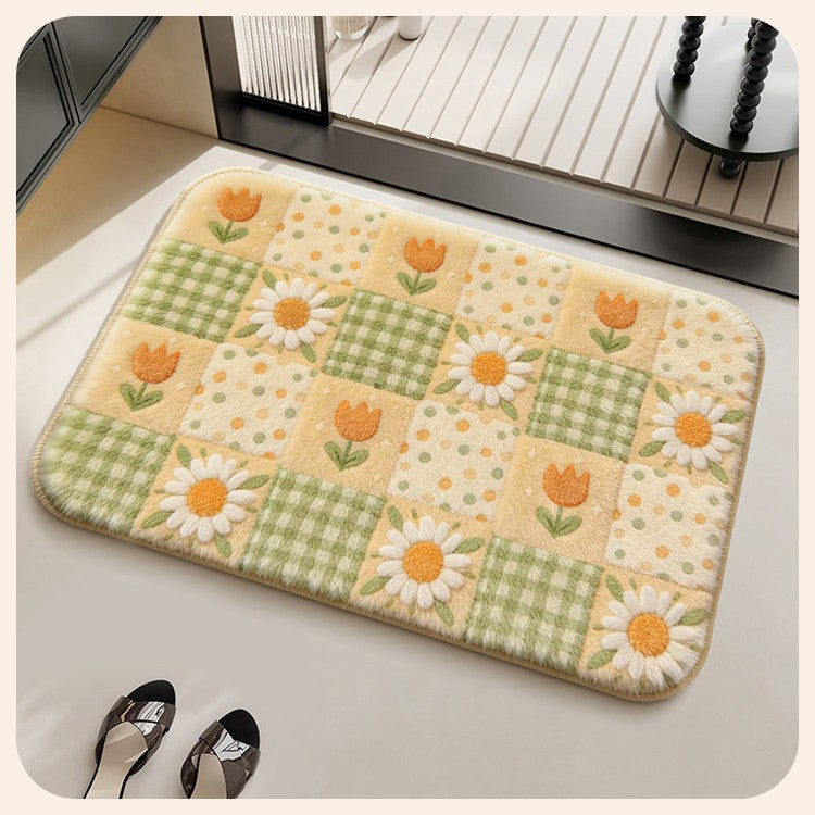 Floral Patterned Soft Bath Mat