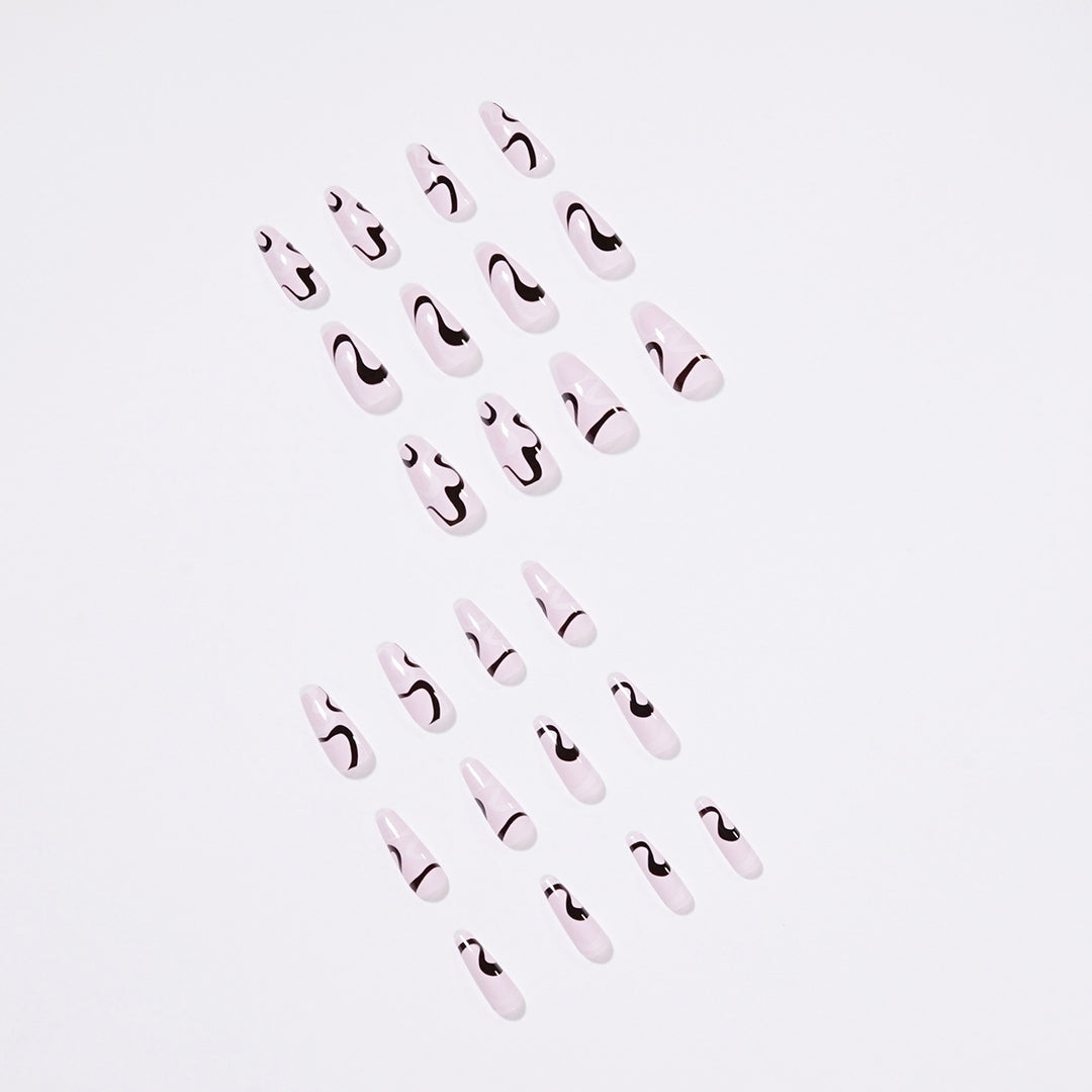 Artful nail extensions with elegant curved patterns Stornfield