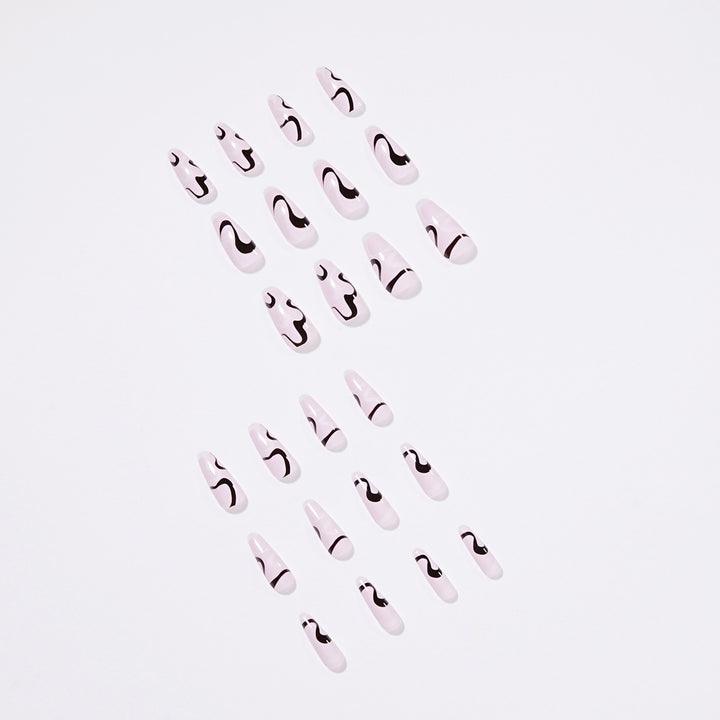 Artful nail extensions with elegant curved patterns Stornfield