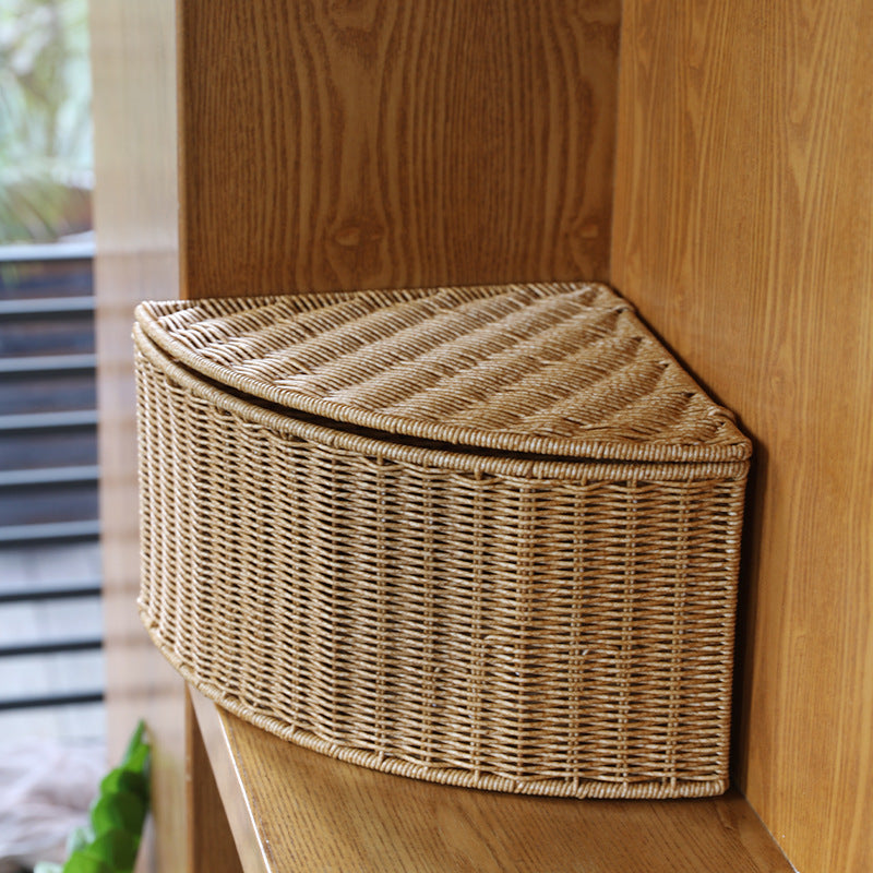 Corner Woven Storage Basket with Lid Stornfield