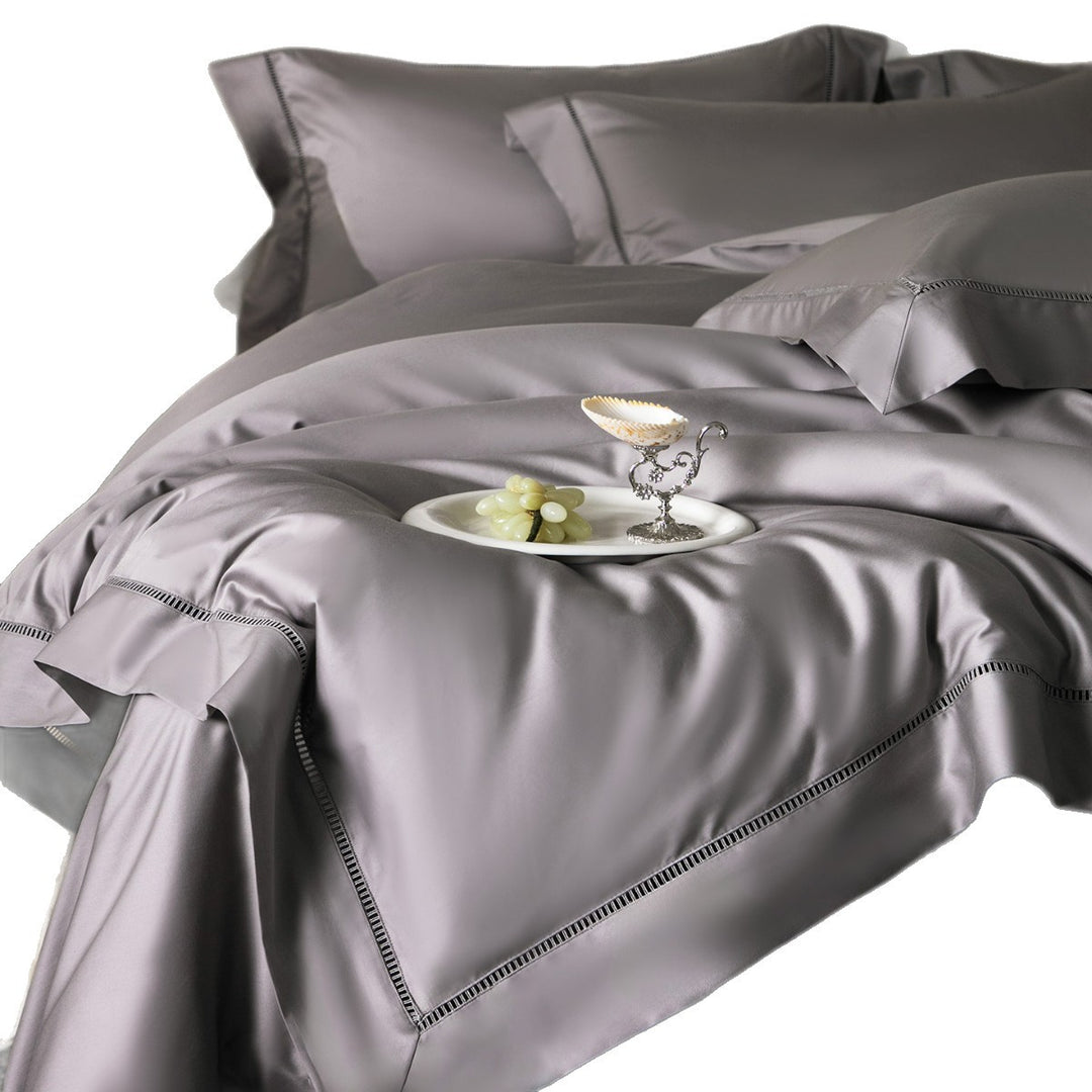 Luxury Silky Sateen Duvet Cover Set with Ladder-Stitch Hem and Decorative Ruffle