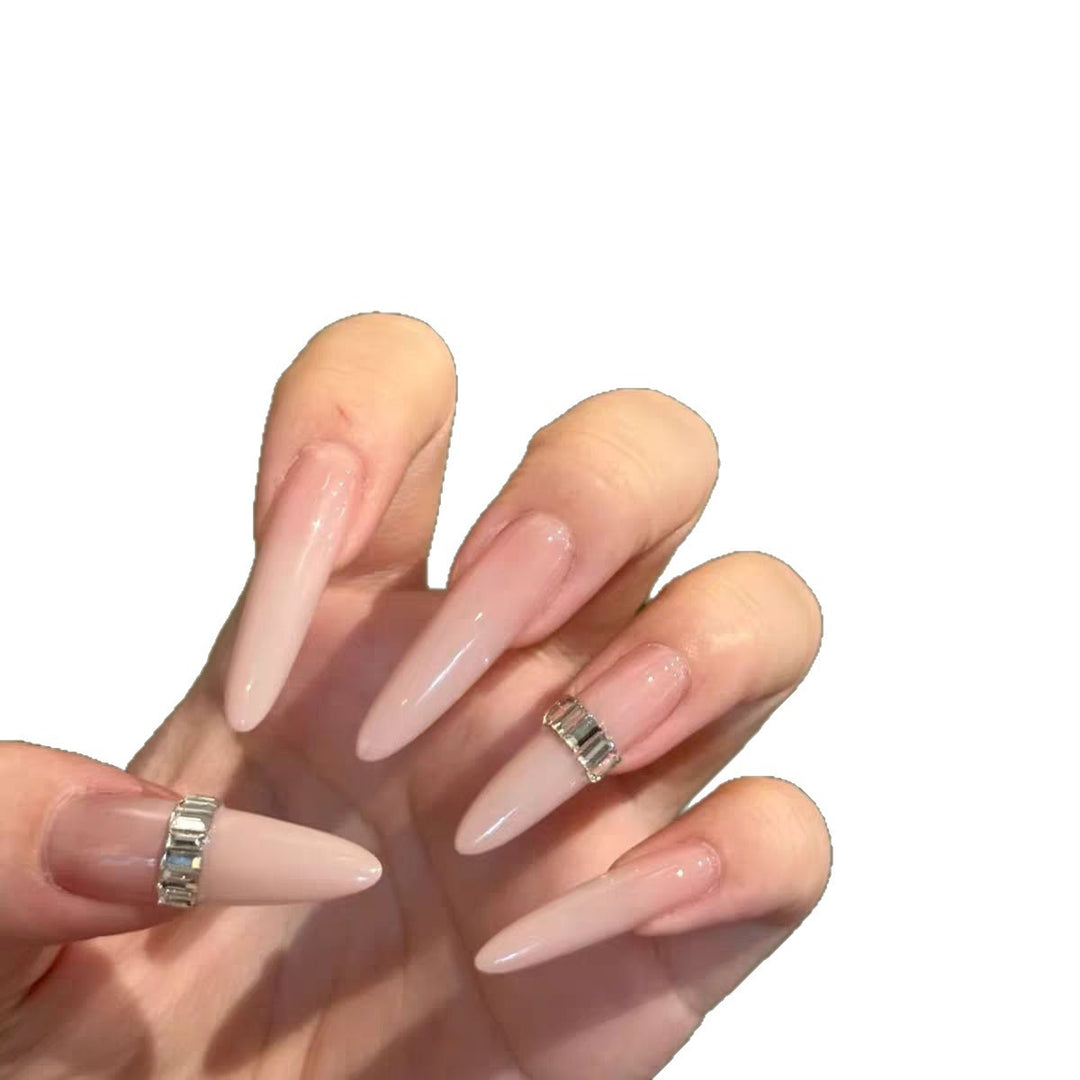 Elegant Stiletto Nail Extensions with Crystal Accents