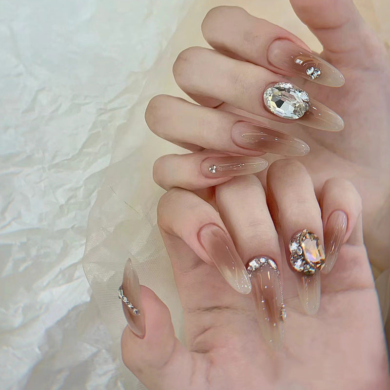 Elegant Press-On Nails with Crystal Accents Stornfield