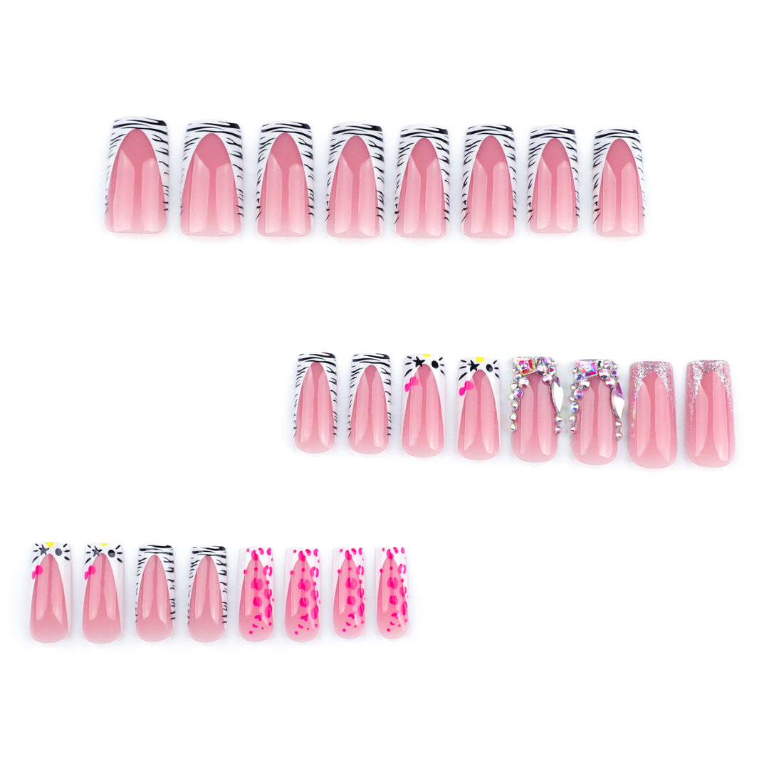 Artistic Nail Art with Animal Motif and Rhinestone Decorations Stornfield