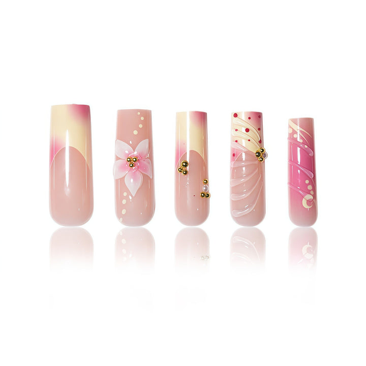 Floral Art Acrylic Nail Extensions Stornfield