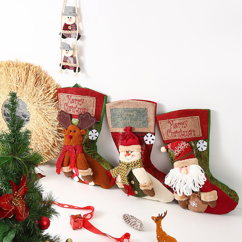 Festive Christmas stocking with loving Santa motifs Stornfield