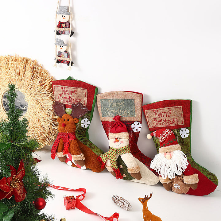 Festive Christmas stocking with loving Santa motifs Stornfield