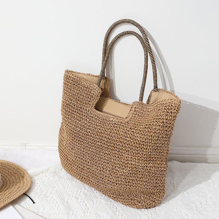 Handmade Massive Shopping Bag Made of Natural Material with Fashionable Scarf Stornfield