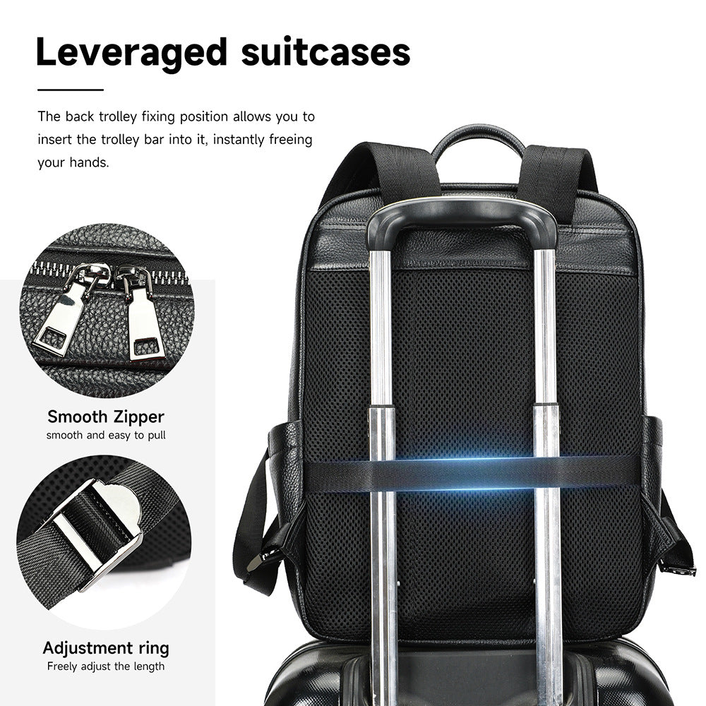 Premium Leather Multi-Compartment Backpack