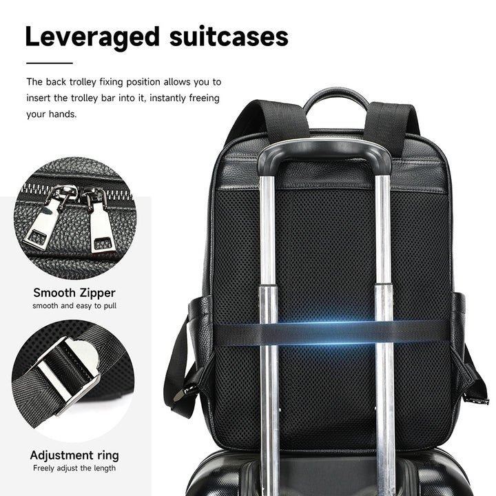 Premium Leather Multi-Compartment Backpack
