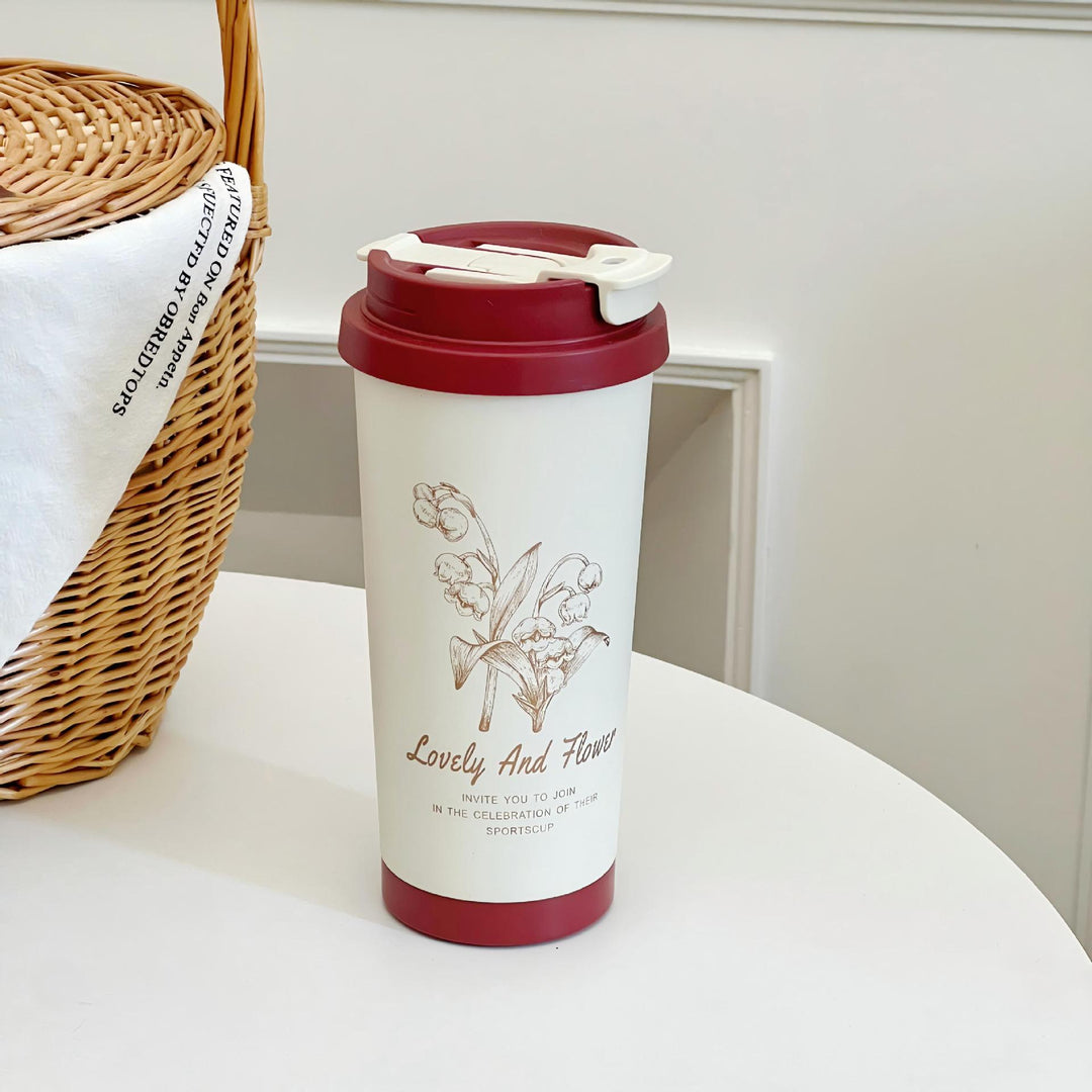 Women Travel Mug with Elegant Flower Illustration Stornfield