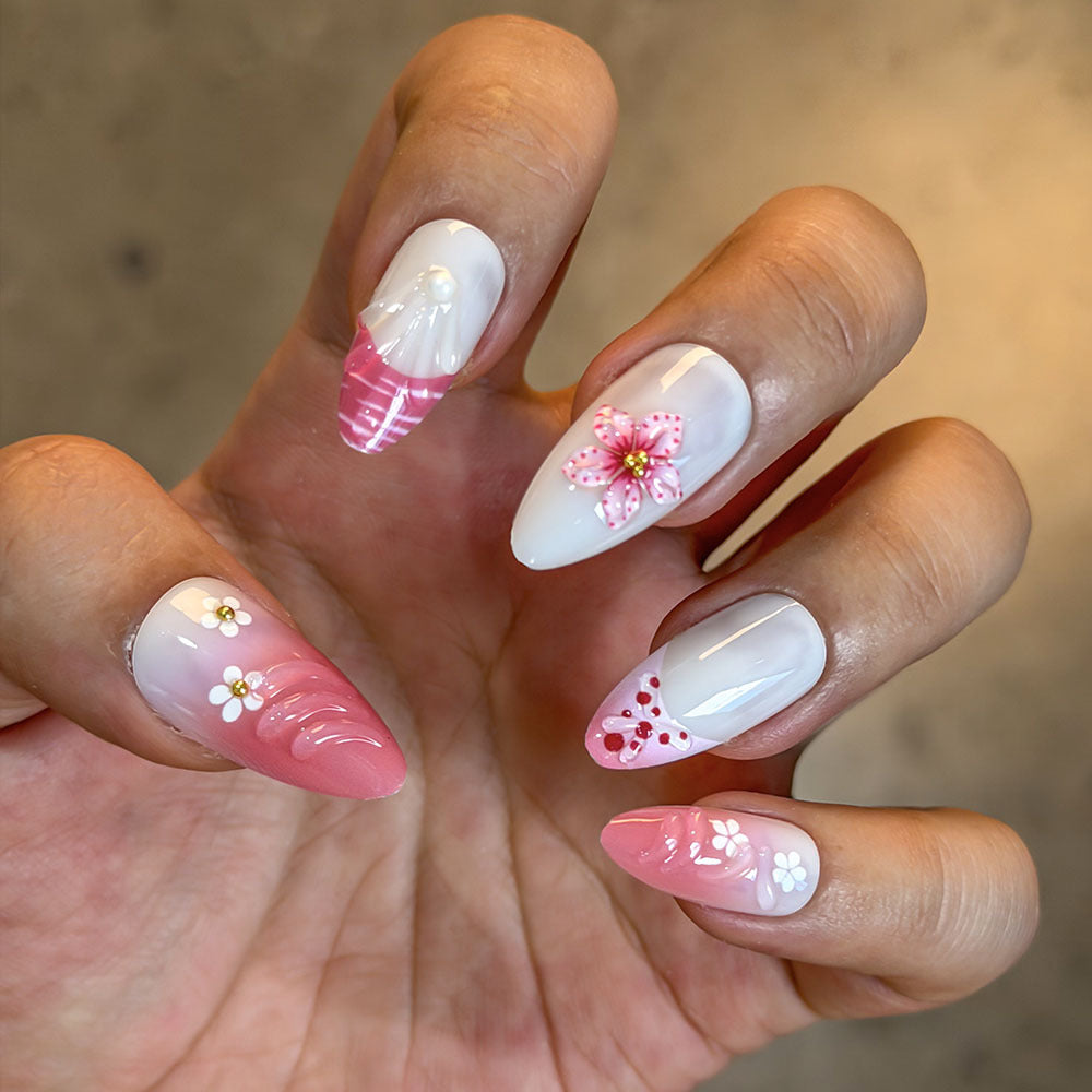 Artistic Floral Press-On Nail Set Stornfield