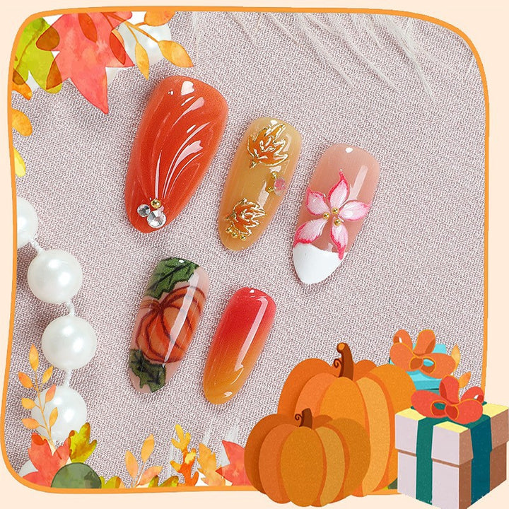 Artificial nail set with floral and autumn designs Stornfield