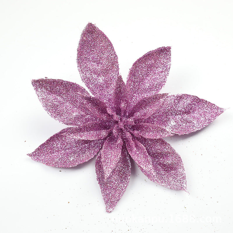Glittering Poinsettia Flower Ornaments Stornfield