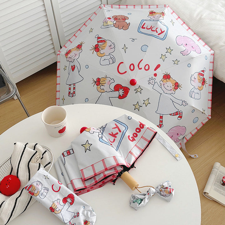 Ladies folding umbrella with playful children's motif Stornfield