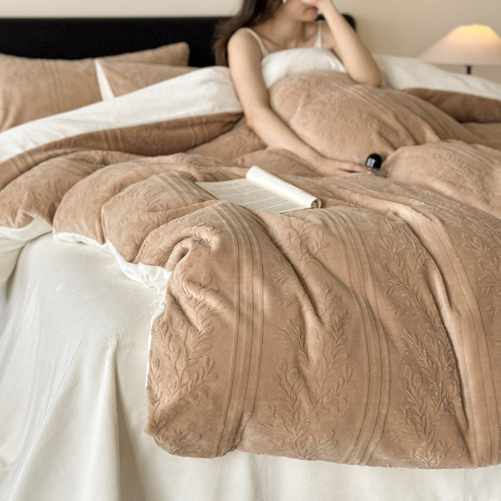 Luxury Embossed Plush Duvet and Pillow Set