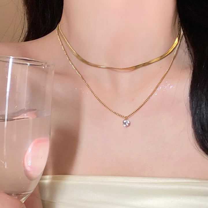 Layered Silver Choker and Pendant Necklace Stornfield
