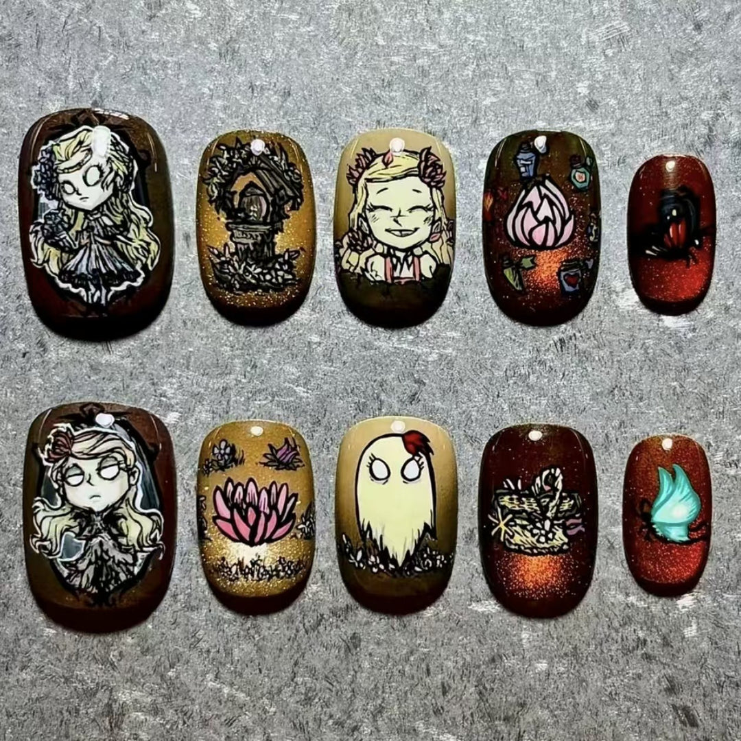 Artistic Press-On Nail Set with Geometric Designs Stornfield