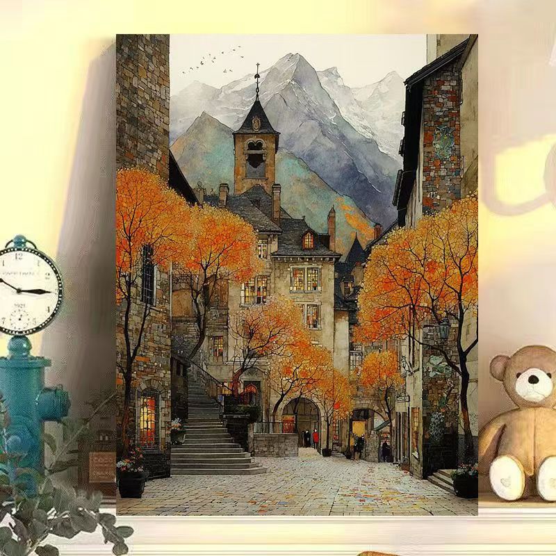 Vintage European Landscape Canvas Art Print Stornfield