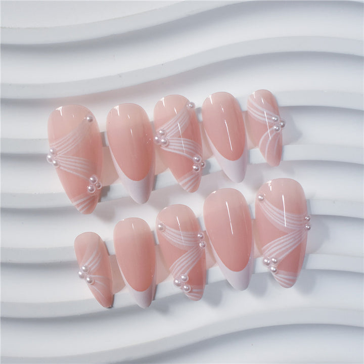 Elegant French Tip Press-On Nails Stornfield
