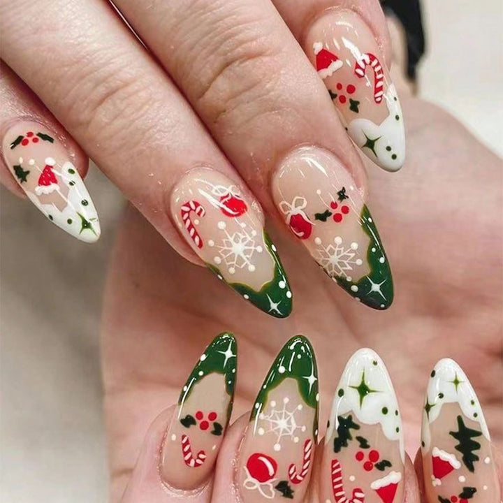Festive Holiday-Themed Stiletto Nail Art Stornfield
