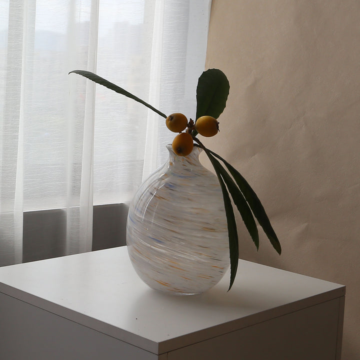 Handblown Swirl-Pattern Decorative Bulb Vase Stornfield