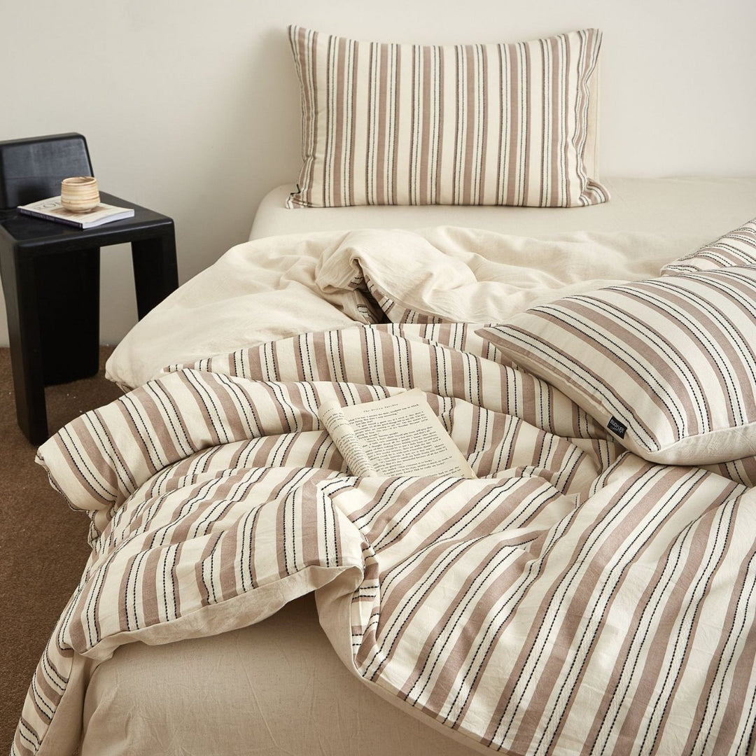 Striped Linen-Cotton Duvet Cover Set