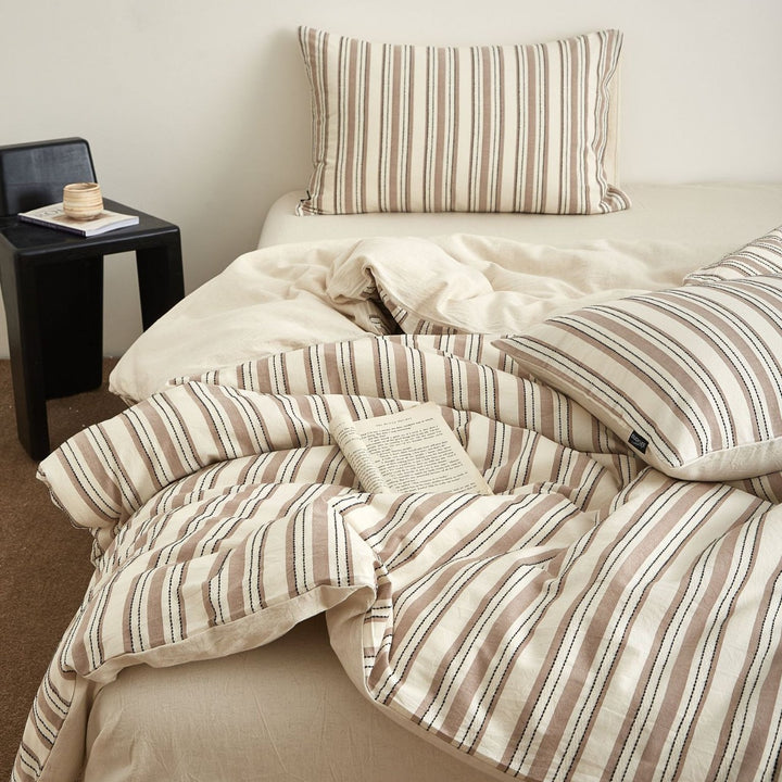 Striped Linen-Cotton Duvet Cover Set