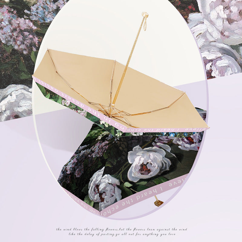 Ladies elegant folding umbrella with floral art design Stornfield