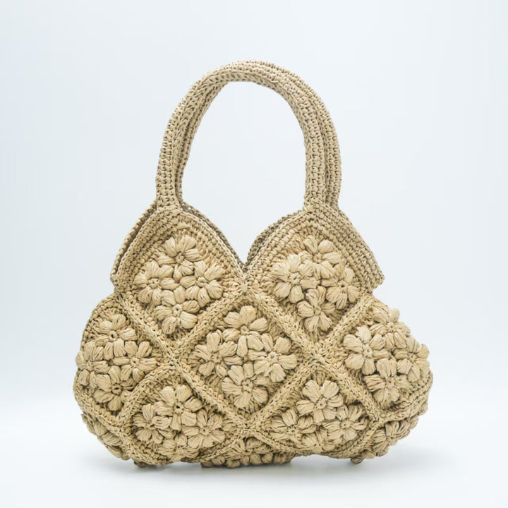 Macrame Handbag with Floral 3D Applications Stornfield