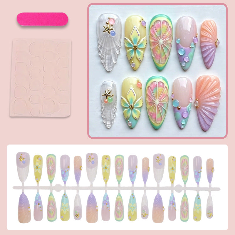 Artificial nail set with creative flower and glitter details Stornfield