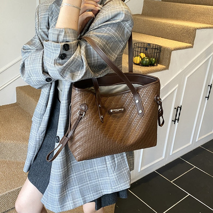 Textured Woven Tote Bag