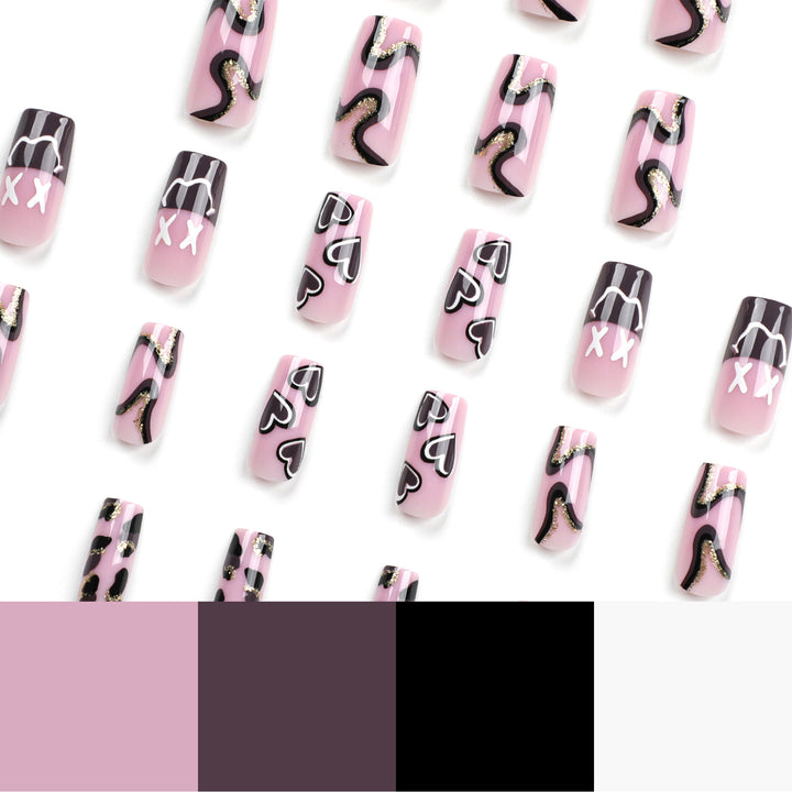 Artful nail extensions in elegant design with gold accents Stornfield