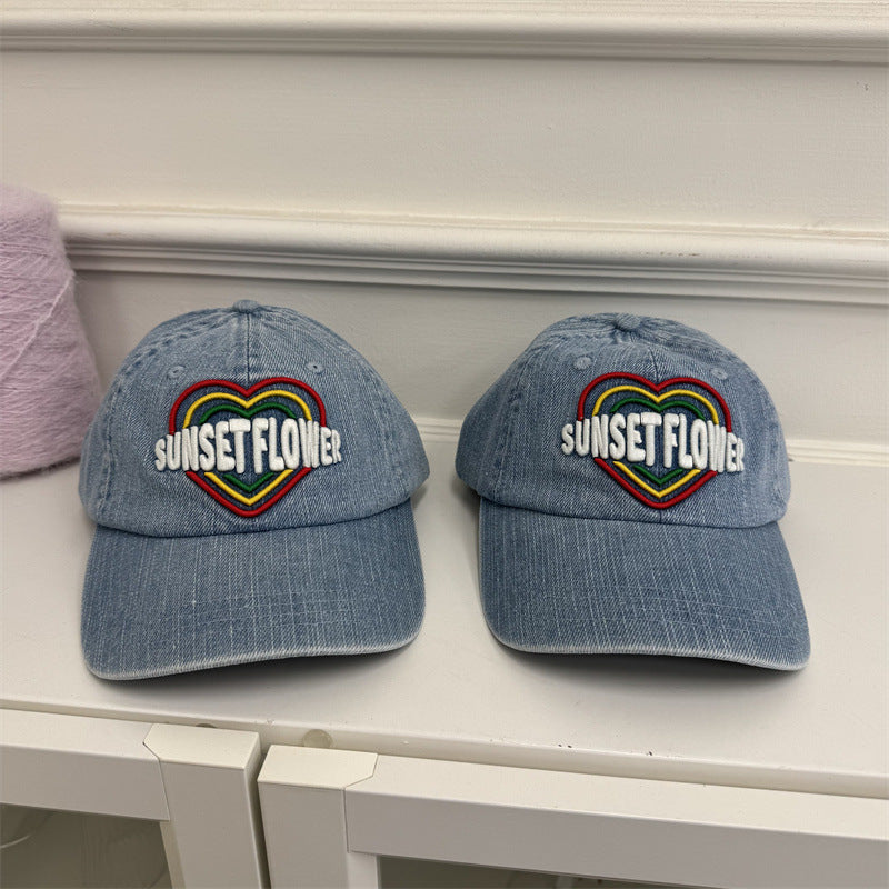 Women's Embroidered Heart Design Denim Baseball Cap Stornfield
