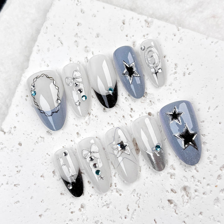 Premium Star-Embellished Press-On Nail Set