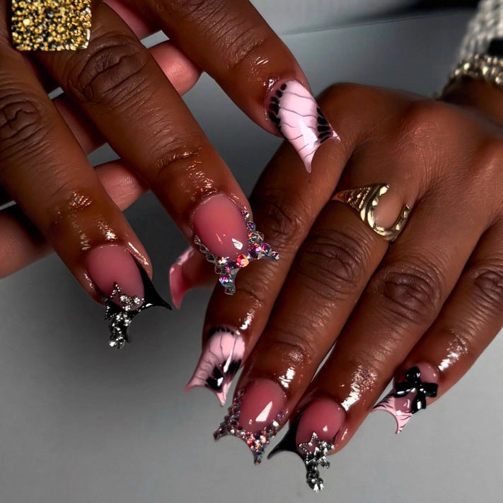 Artistic Gem-Embellished Stiletto Press-On Nails Stornfield