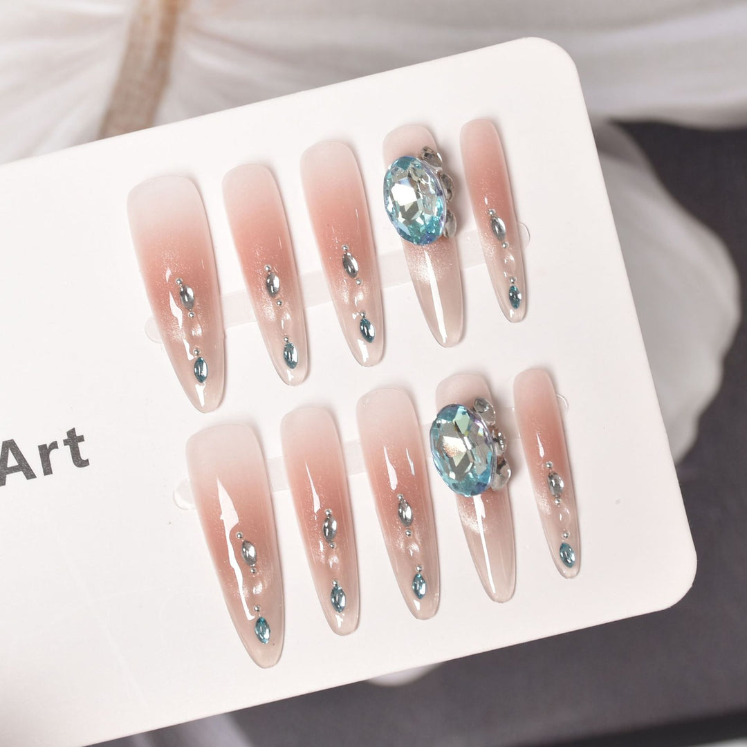 Crystal-Embellished Elegant Press-On Nails Stornfield