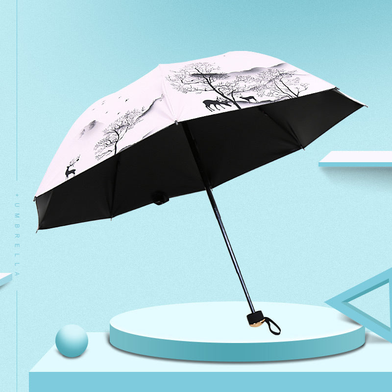 Ladies Foldable Umbrella with Artistic Nature Design Stornfield