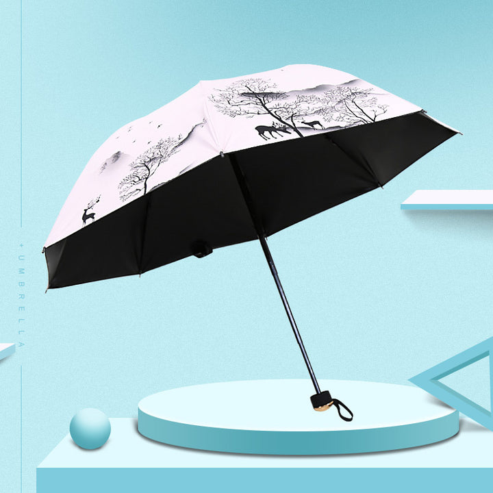 Ladies Foldable Umbrella with Artistic Nature Design Stornfield