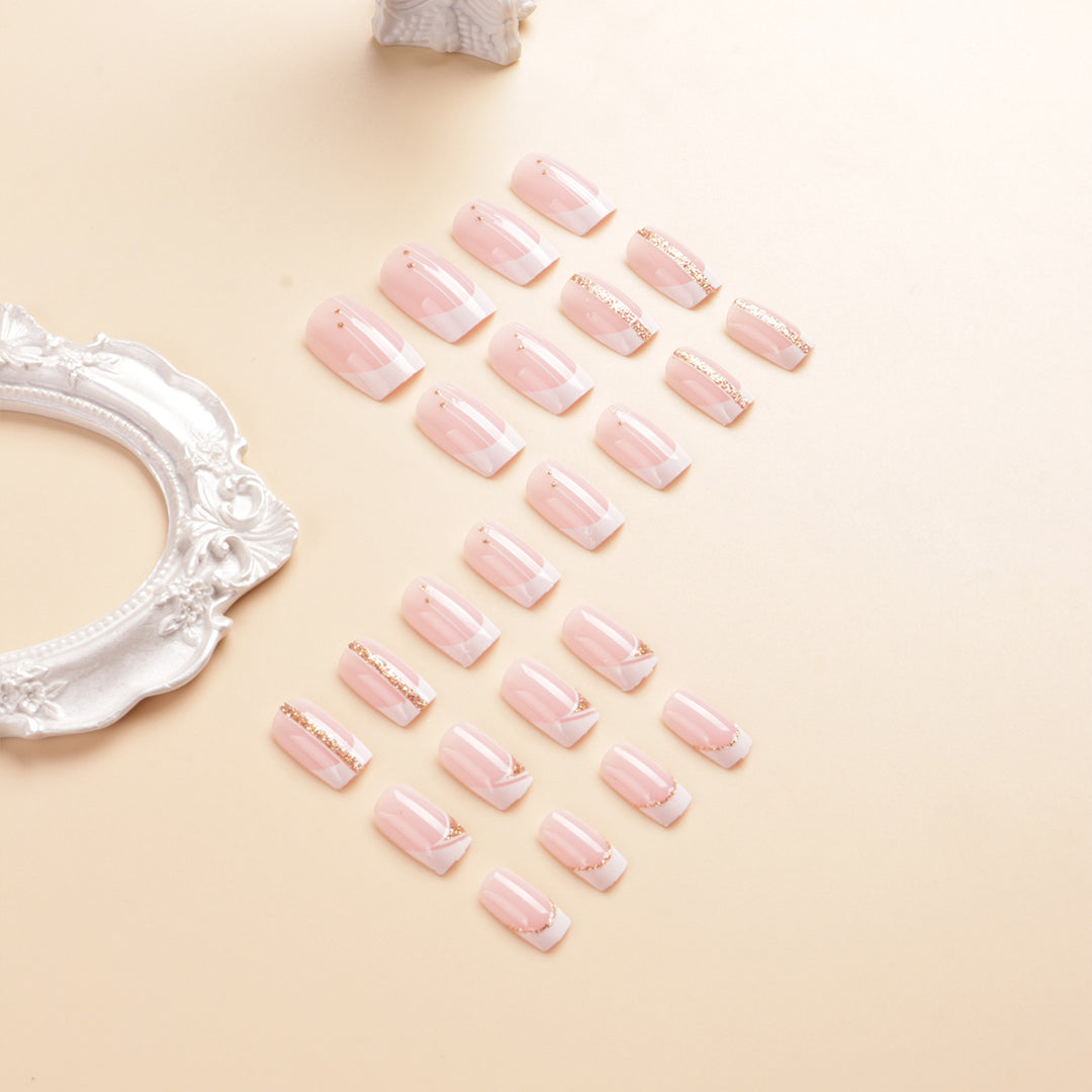 Elegant French Tip Press-On Nail Art Set Stornfield