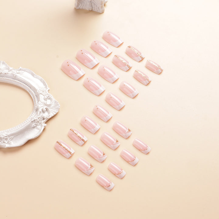 Elegant French Tip Press-On Nail Art Set Stornfield