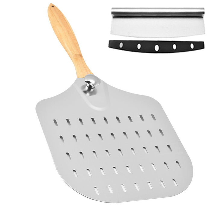 large stainless steel pizza peel with wooden handle Stornfield