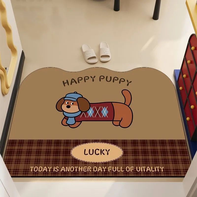 Playful Cartoon Dog-Themed Area Mat