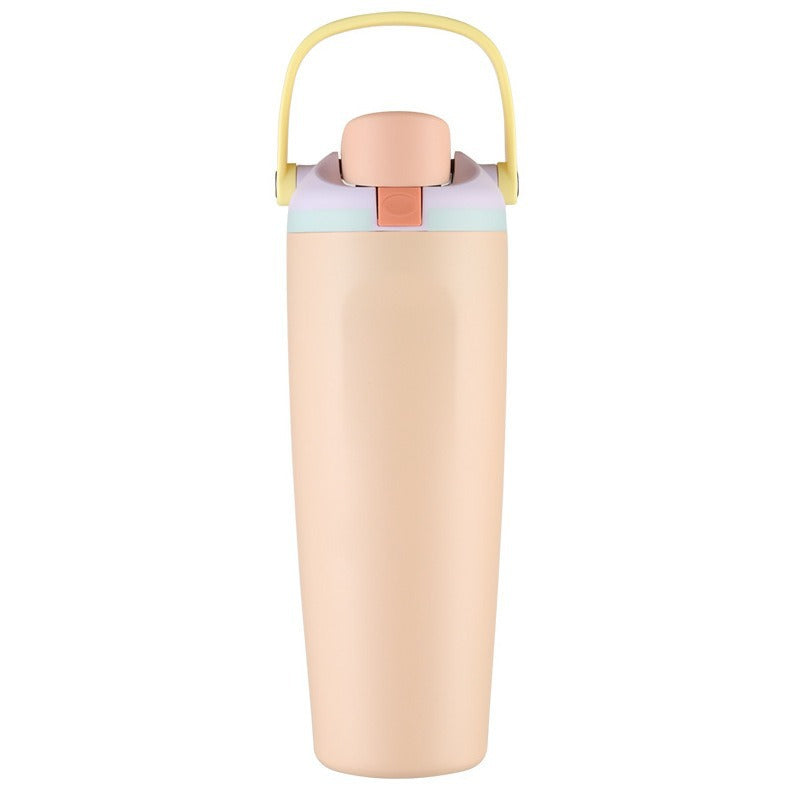 Unisex double-walled vacuum drinking bottle made of stainless steel with one-handed click closure and carrying handle Stornfield
